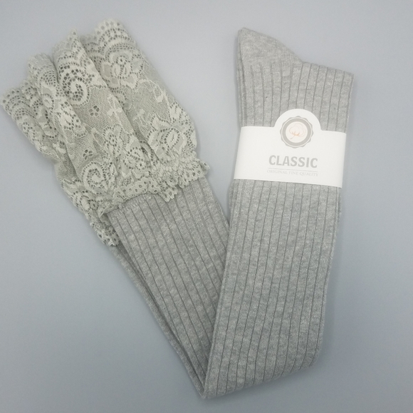 Thigh-High Grey Stockings with Lace - Last one!! - Picture 2 of 2